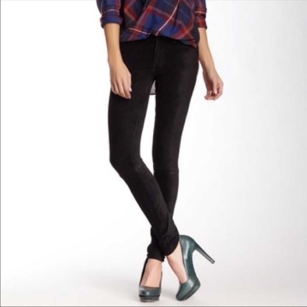 7 For All Mankind Skinny Suede Black Jeans 25